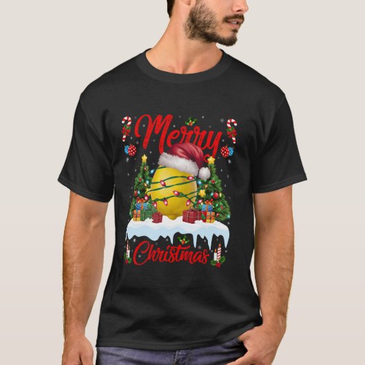 Kerstboom Verlichting Santa Hat Lemon Christmas T T-shirt (Voorkant)