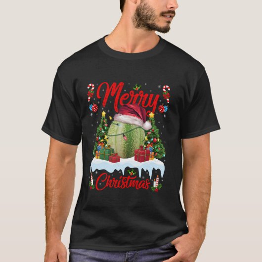 Kerstboom Verlichting Santa Hat Melon Christmas T  T-shirt (Voorkant)