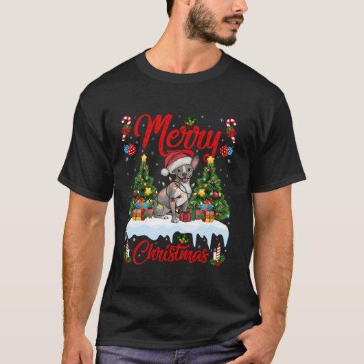 Kerstboom Verlichting Santa Hat Mexicaanse Haarloz T-shirt (Voorkant)