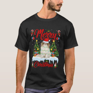 Kerstboom Verlichting Santa Japanse Chin Dog Merry T-shirt