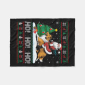 Kerstboom Verlichting Santa Riding Collie Dog Kers Fleece Deken (Voorkant (Horizontaal))