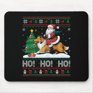 Kerstboom Verlichting Santa Riding Collie Dog Kers Muismat
