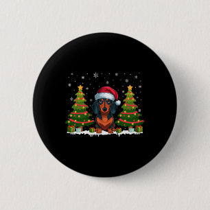 Kerstboom Verlichting Teckel Hond Kerstman Hoed Ke Ronde Button 5,7 Cm