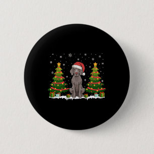 Kerstboom Verlichting Weimaraner Hond Kerstman Hoe Ronde Button 5,7 Cm