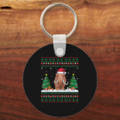 Kerstboom Verlichting Woolly Mammoth Santa Ugly Xm Sleutelhanger (Voorkant)