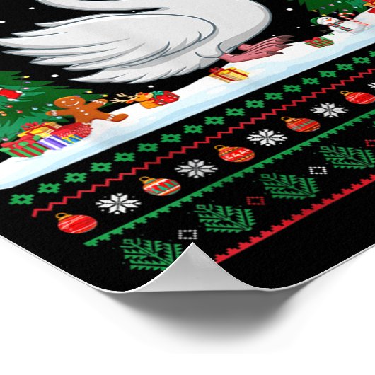 Kerstboom Verlichting Zwanen Santa Ugly Xmas Sweat Poster (Hoek)