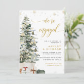 Kerstboom Verlovingsfeest Uitnodiging (Staand voorkant)
