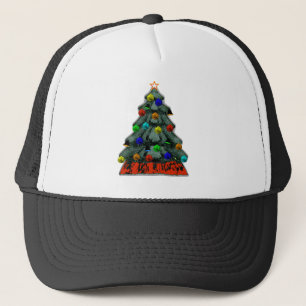 Kerstboom versierd het museum Zazzle geschenken Trucker Pet