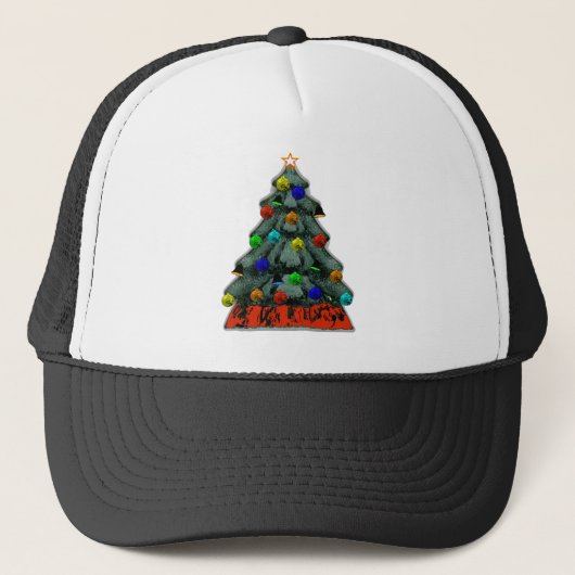 Kerstboom versierd het museum Zazzle geschenken Trucker Pet (Voorkant)