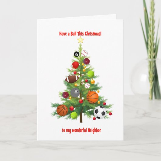 Kerstboom versierd met ballen feestdagen kaart (Voorkant)