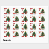 Kerstboom Versierd Met Rode Ornamenten Vierkante Sticker (Vel)