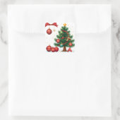 Kerstboom Versierd Met Rode Ornamenten Vierkante Sticker (Tas)