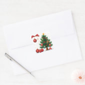Kerstboom Versierd Met Rode Ornamenten Vierkante Sticker (Envelop)