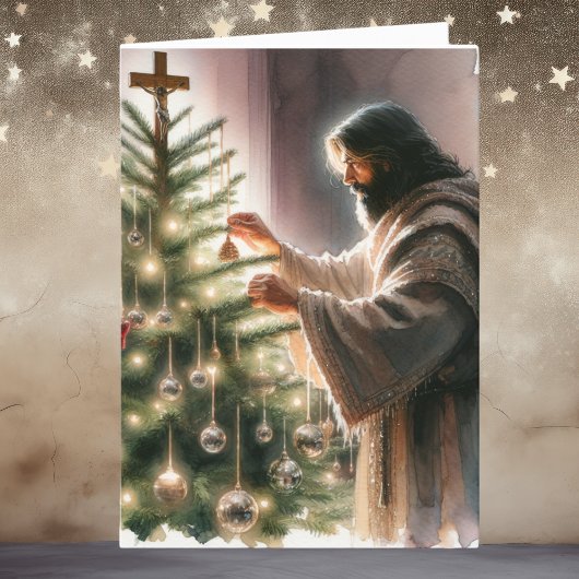 Kerstboom versieren Jezus de Messias Feestdagen Kaart