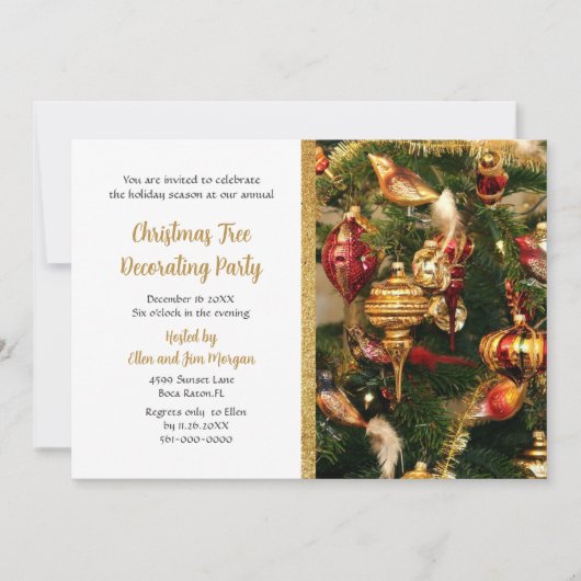 Kerstboom Versieren Kerstfeest  Kaart (Voorkant)