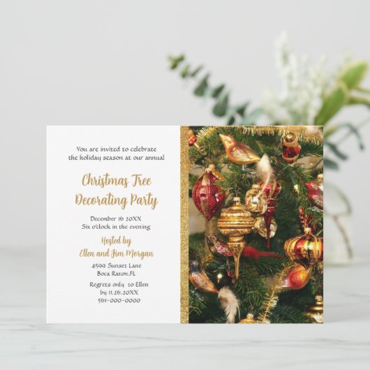 Kerstboom Versieren Kerstfeest  Kaart (Staand voorkant)