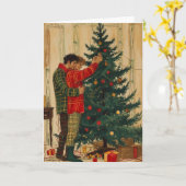 Kerstboom Versieren Omhelzing Kaart (Gele Bloem)