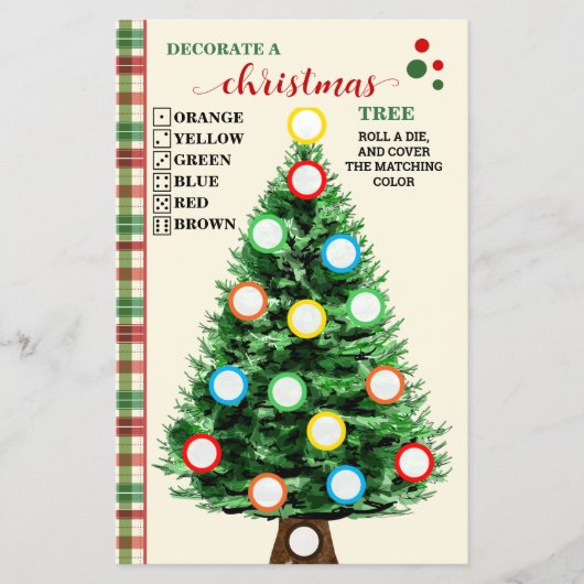 Kerstboom versieren Plaid spelkaart flyer (Voorkant)
