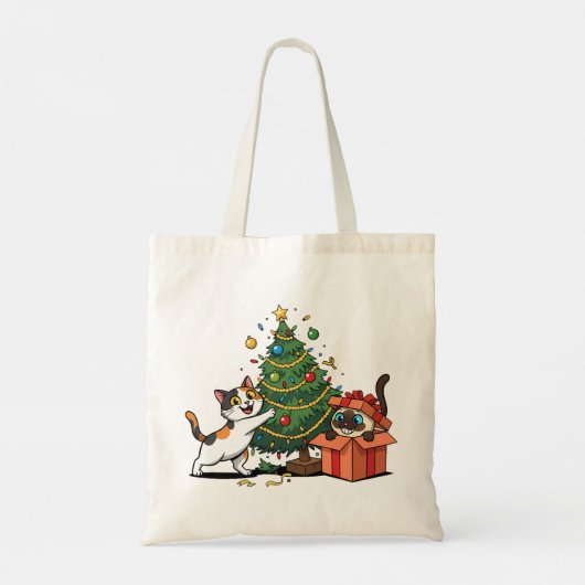 Kerstboom Versieren Tote Bag (Achterkant)