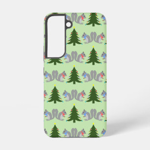 Kerstboom Versierende Eekhoorns Patroon Samsung Galaxy Hoesje