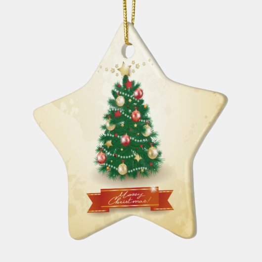 kerstboom, versiering keramisch ornament (Links)