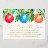 Kerstboom Versiering Kerstfeest Folie Uitnodiging (Voorkant)