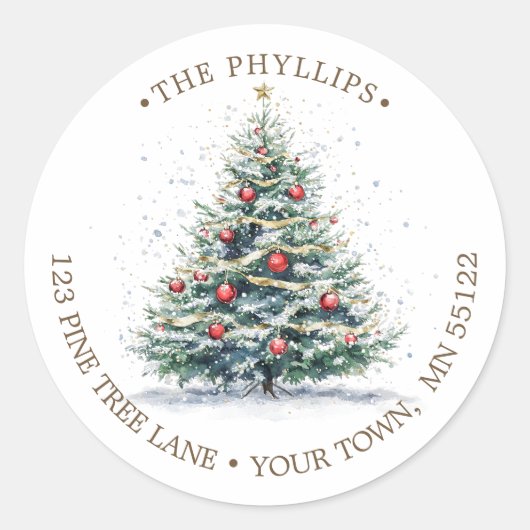 Kerstboom Versiering Retouradres Label (Voorkant)