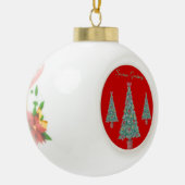 kerstboom, versieringen en koeien keramische bal ornament (Links)