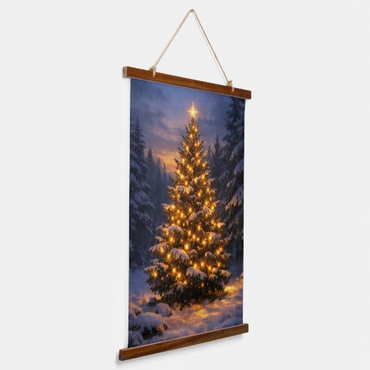 Kerstboom | Verticale wandtapijt van bos Hangend Wandkleed (Gebogen)