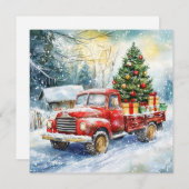 Kerstboom Vervoerende Vrachtwagen Feestdagenkaart (Voorkant / Achterkant)