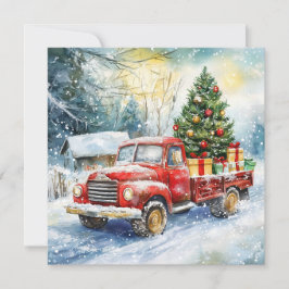 Kerstboom Vervoerende Vrachtwagen Feestdagenkaart