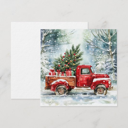 Kerstboom Vervoerende Vrachtwagen Feestdagenkaart (Voorkant / Achterkant)