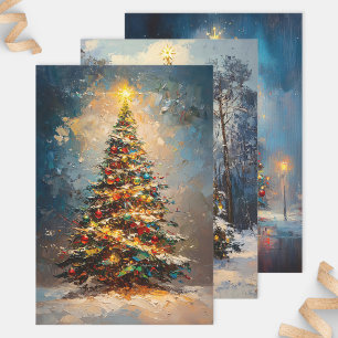 Kerstboom Vet Schilderen Decoupage Inpakpapier Vel