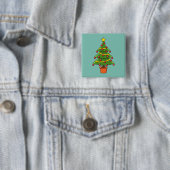 kerstboom vierkante button 5,1 cm (In situ)
