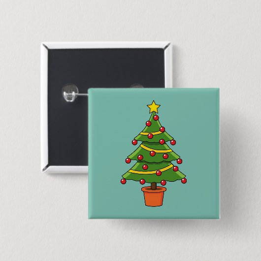 kerstboom vierkante button 5,1 cm (Voorkant /achterkant)