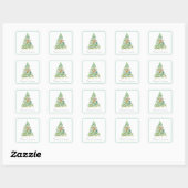 Kerstboom Vierkante Sticker (Vel)