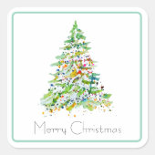Kerstboom Vierkante Sticker (Voorkant)