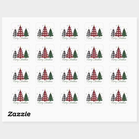 kerstboom vierkante sticker (Vel)
