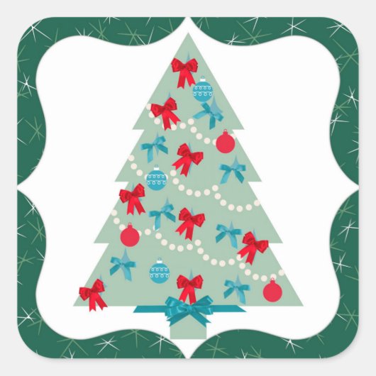 kerstboom vierkante sticker (Voorkant)