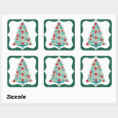 kerstboom vierkante sticker (Vel)