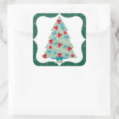 kerstboom vierkante sticker (Tas)