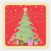 kerstboom vierkante sticker (Voorkant)