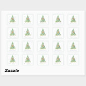 Kerstboom Vierkante Sticker (Vel)