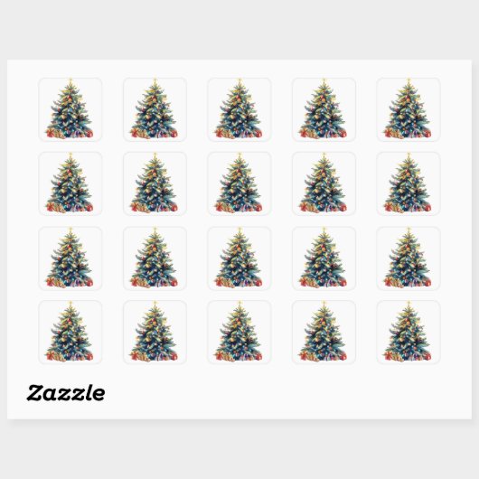 kerstboom vierkante sticker (Vel)