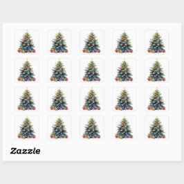 kerstboom vierkante sticker