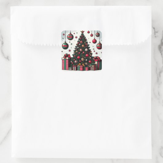 kerstboom vierkante sticker (Tas)