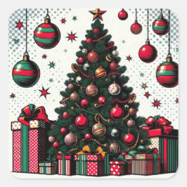 kerstboom vierkante sticker