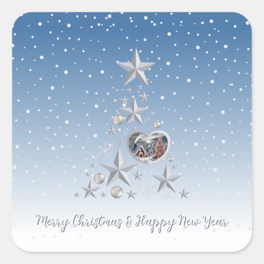 kerstboom vierkante sticker (Voorkant)
