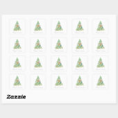 Kerstboom Vierkante Sticker (Vel)