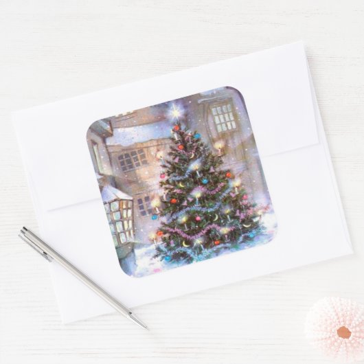 kerstboom  vierkante sticker (Envelop)